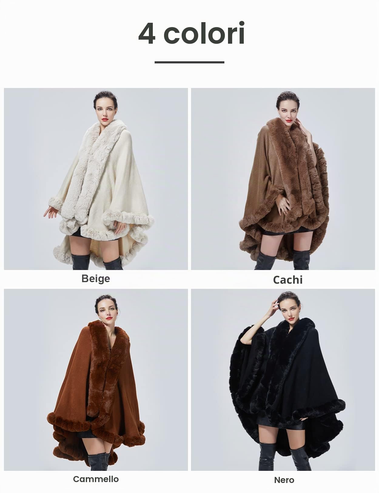 BEAUTELICATE Scialle Pelliccia Sintetica Ecologica Donna Stola Mantello Poncho Cappotto a Maglia Cardigan per Matrimonio Invernale Festa