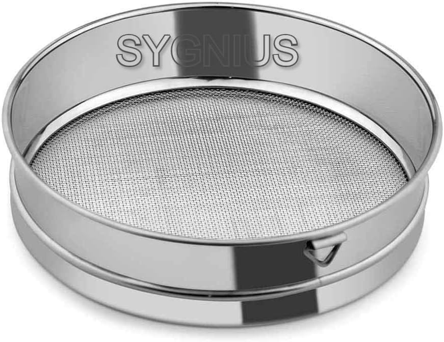 Sygnius Stainless Steel Food Strainers (Atta Chalni) Flour Sieve Sifting Strainer Cake Sugar Baking Kitchen Tools Flatware Sets Sifters for Baking & Powdered Sugar-Silver