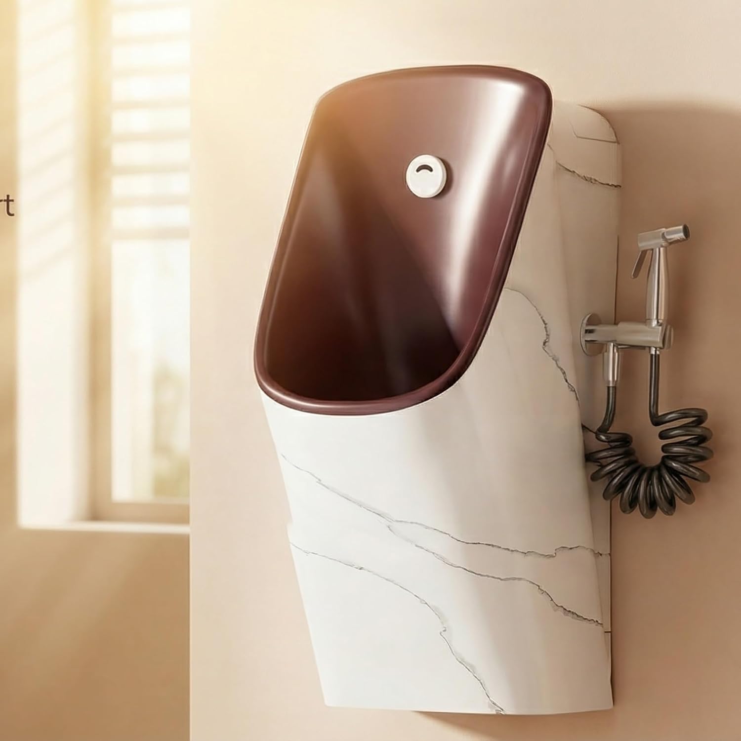 Smart Automatic Urinals for Men, Wall Mounted Ceramic Urinal with Intelligent Sensor Flush, Modern Male Toilet for Commercial & Home Use(White)
