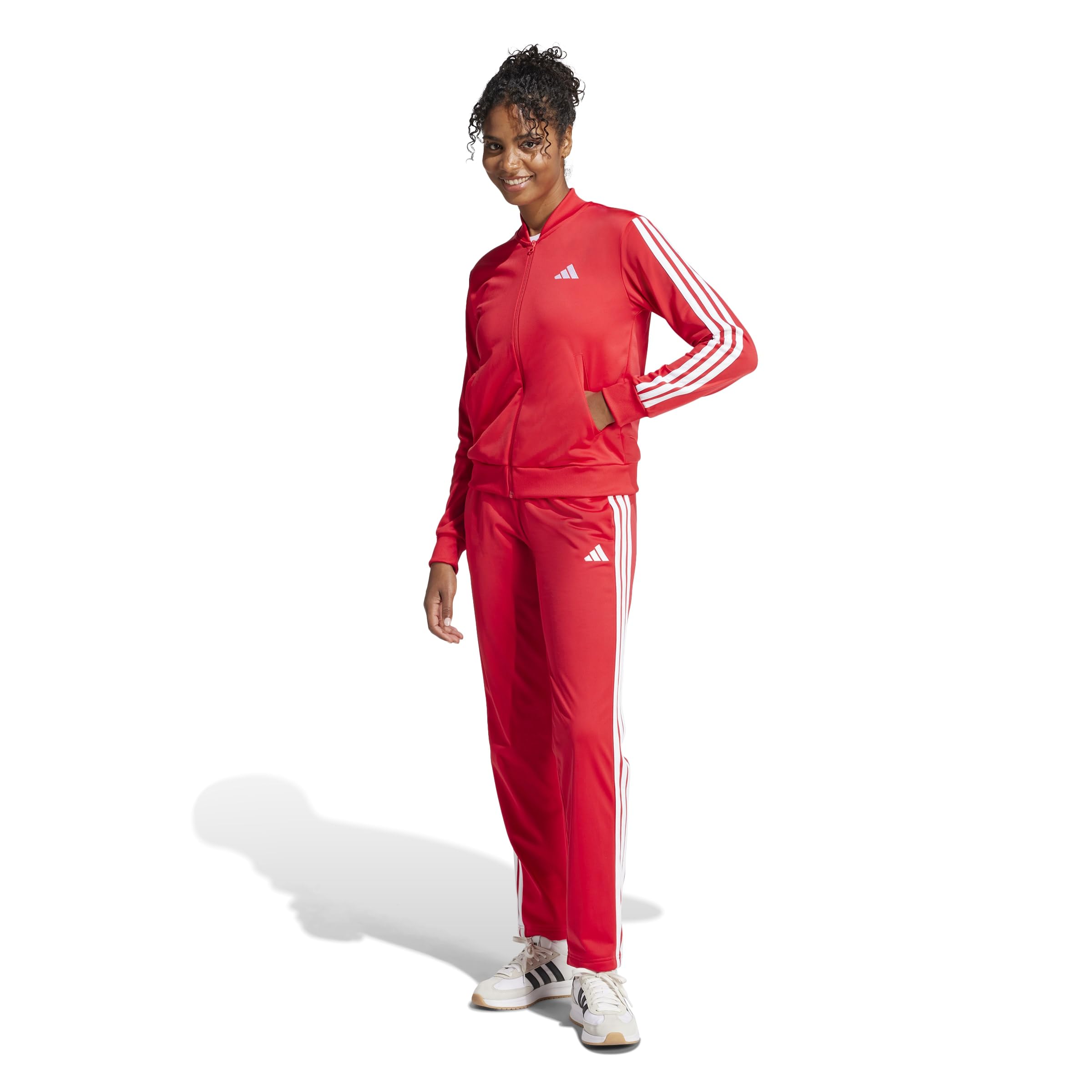 adidas Kobiety ESSENTIALS 3-STRIPES TRACKSUIT, pure ruby/white, M