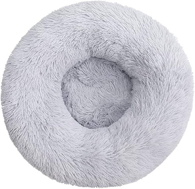 Cat Bed Round Donut Pet Bed with Anti-Slip Bottom Small Dog Bed Cat Bed Round Warm Soft Cozy Sofa Pet Mat 45CM(01) (45CM) (45CM, Gray light)