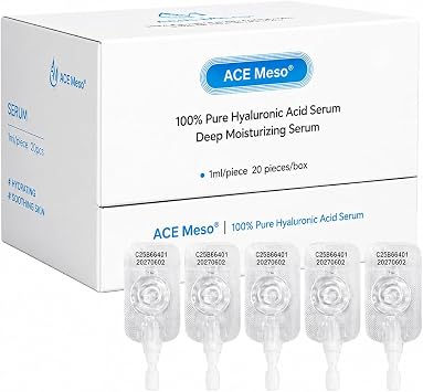 Hyaluronic Acid Serum 100% for Face with 4D Multi-Layer Hydration | Ultra Hydrating Anti-Aging Serum | Pre-Makeup Skincare | Single-Use Vials 20pcs