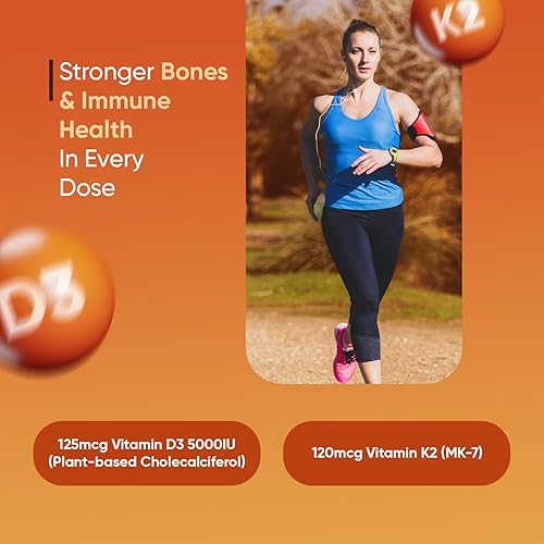 Miniatura 2 de WeightWorld Vitamina D3 K2 5000IU Cápsulas para fortaleza ósea y salud inmunológica  4 meses de suministro de suplementos de vitamina D3 y K2  120