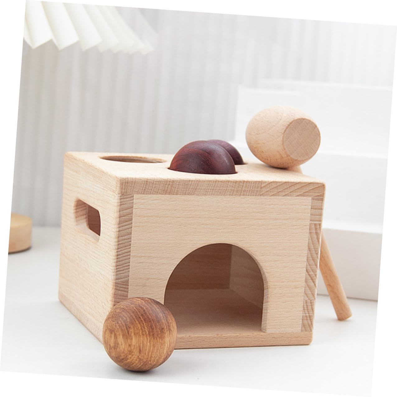 ifundom Gioco Montessori in Legno per Bambini Set Cassa Martello per Sviluppo Coordinazione Mano-Occhio e Abilità Sociali Educative