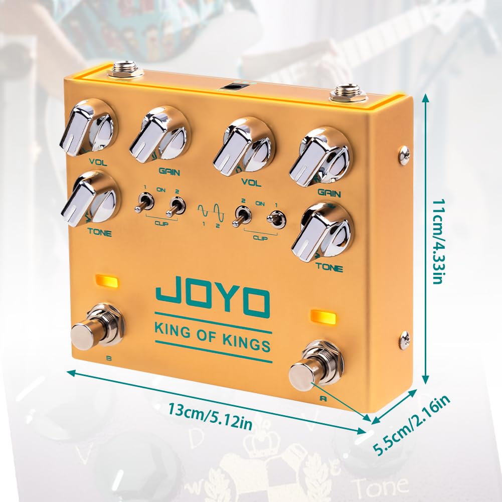JOYO Dual Crunch Pedale effetto Overdrive con circuito analogico puro con ritaglio indipendente per chitarra elettrica - True Bypass (King of Kings R-20)