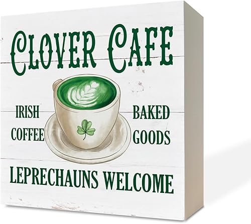 Decoración del día de San Patricio, decoración de escritorio de caja de madera, letrero de caja de madera blanca, decoración irlandesa del hogar,