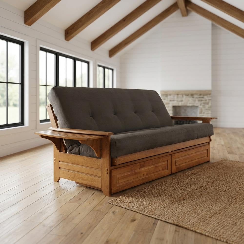 Orange Futons with 100% Polyester Fabric, Durable Frame, Stylish Modern Design, Comfortable Seating Solution, 82 Inches Wide