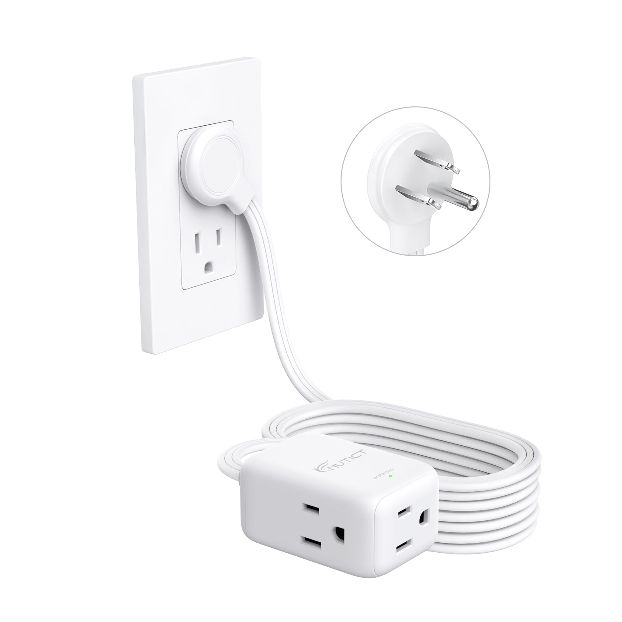 NUTICT 15FT Right Angle Flat Plug Extension Cord