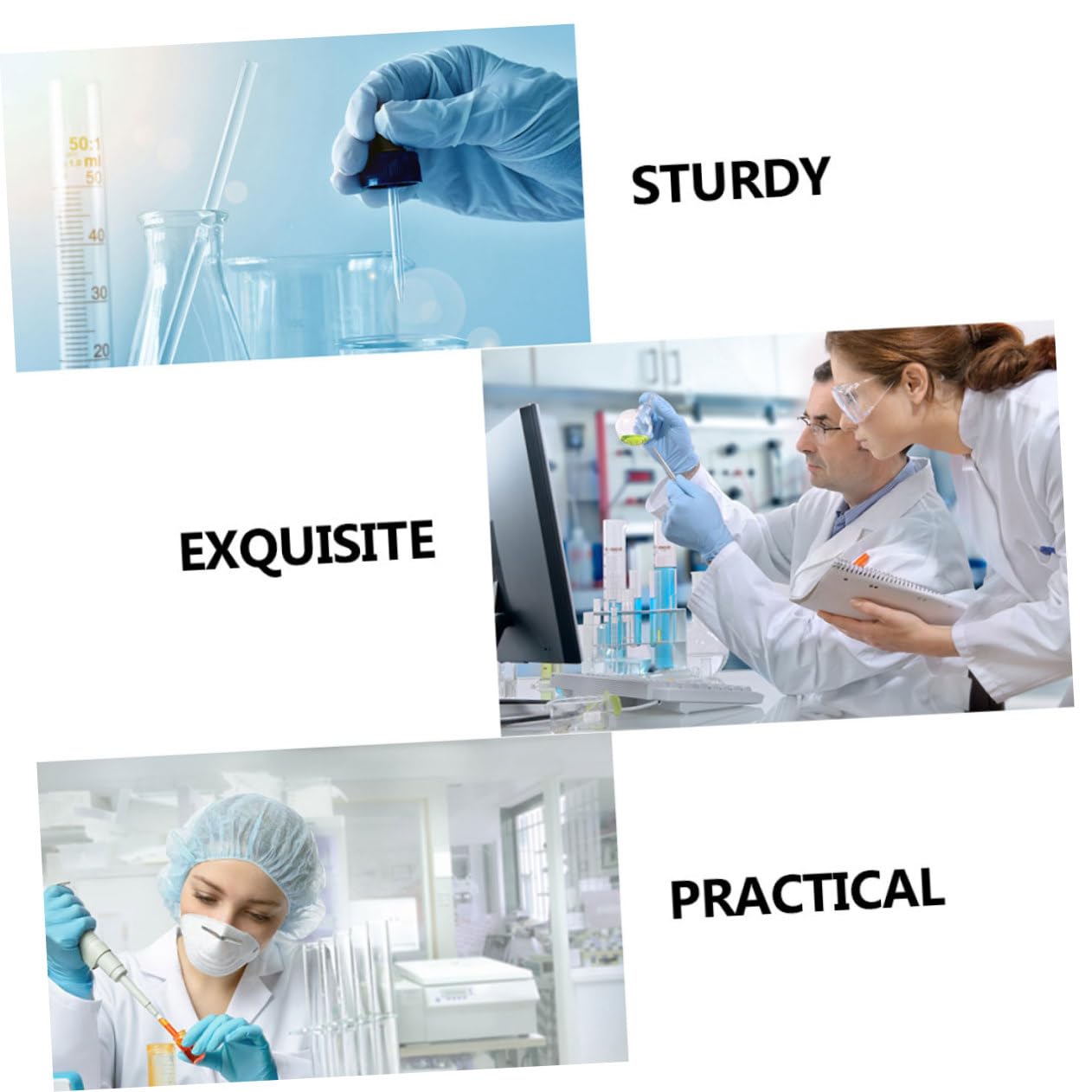 SOLUSTRE Set da 3 Vassoi Reagenti in Plastica Bianca Leggera senza Sbavature per Laboratorio, Design Compatto e Pratico per Uso Scientifico e Raccolta di Sostanze Chimiche