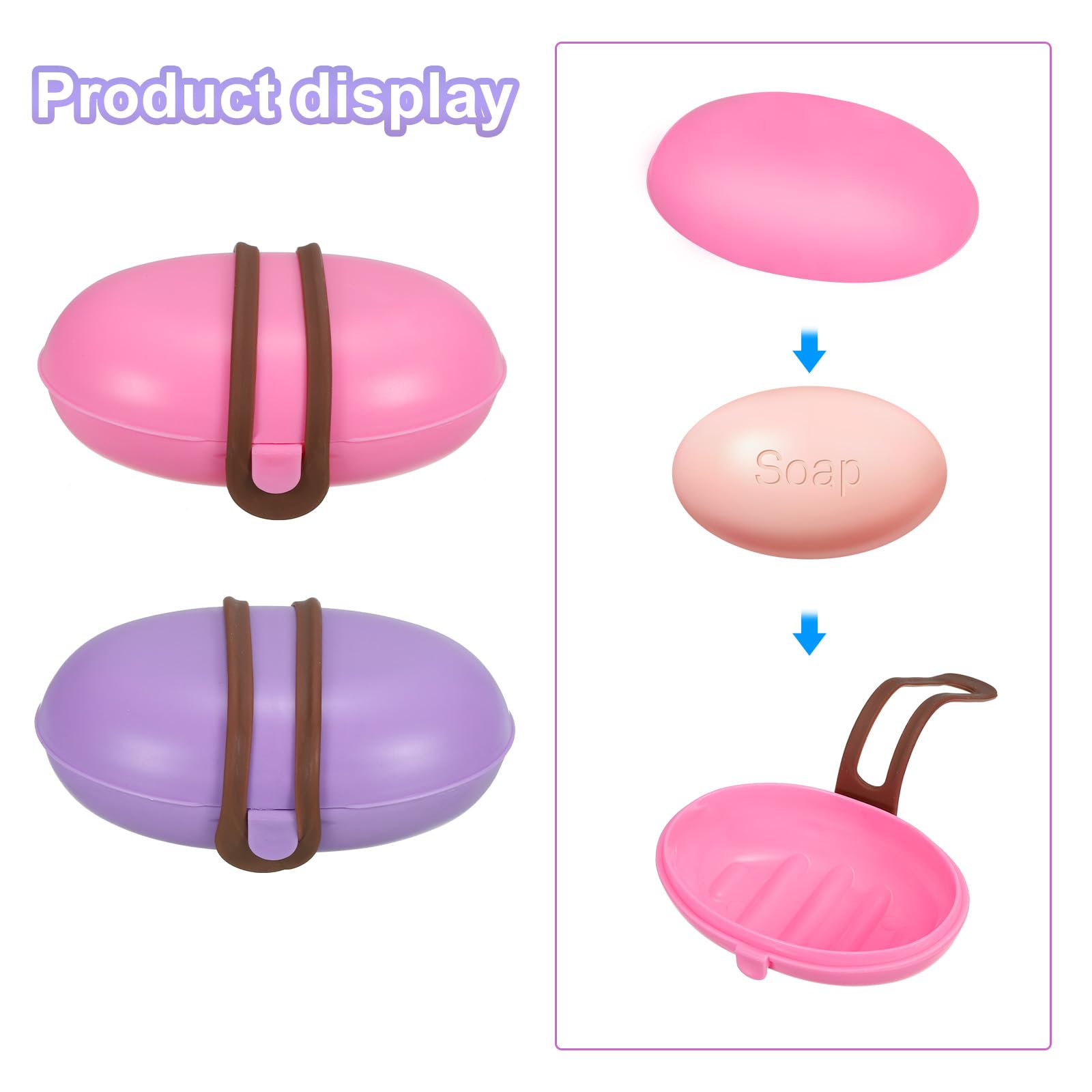 PATIKIL Travel Soap Holder, 2 Pack Soap Bar Box Container Case with Band for Traveling Camping, Gym Use, Dark Red Purple - Image 4