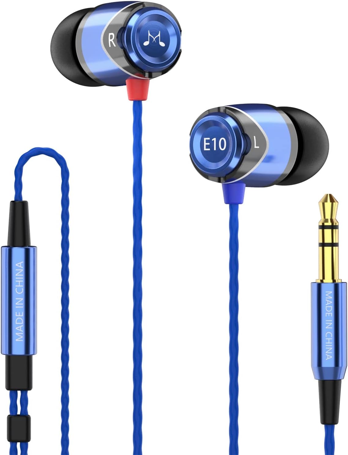 Soundmagic E10 In-Ear Isolating Earphones - Deep Bass, Noise-Isolating, Durable Metal Build, Tangle-Free Cable, Award-Winning Sound Quality - Ideal for Music, Gaming, Travel - Black/Blue