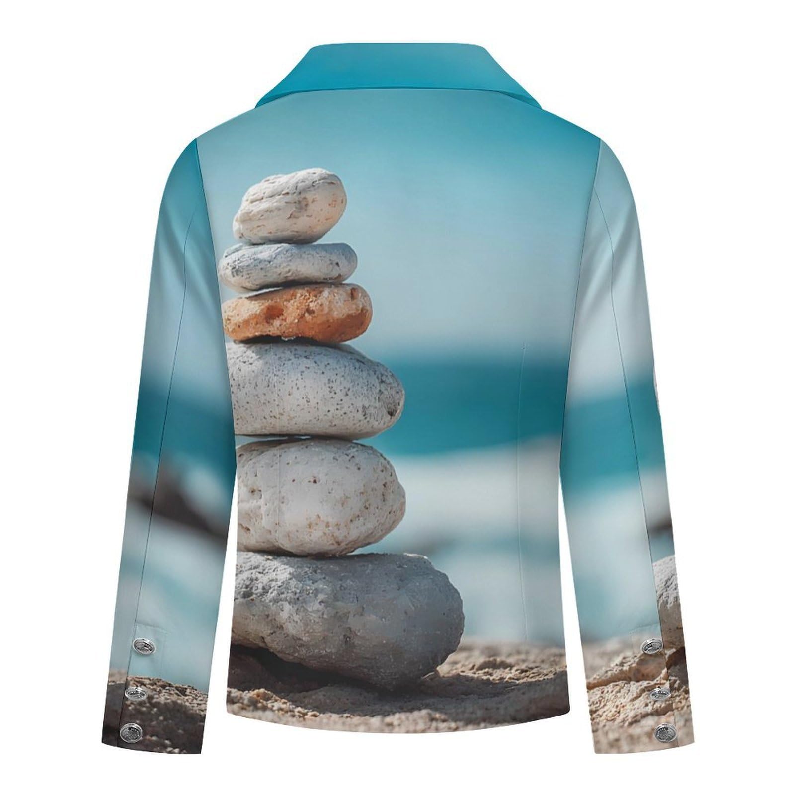 Rock Tower Overlooking Lake Blazer da donna con risvolto giacca elegante per abbigliamento formale casual