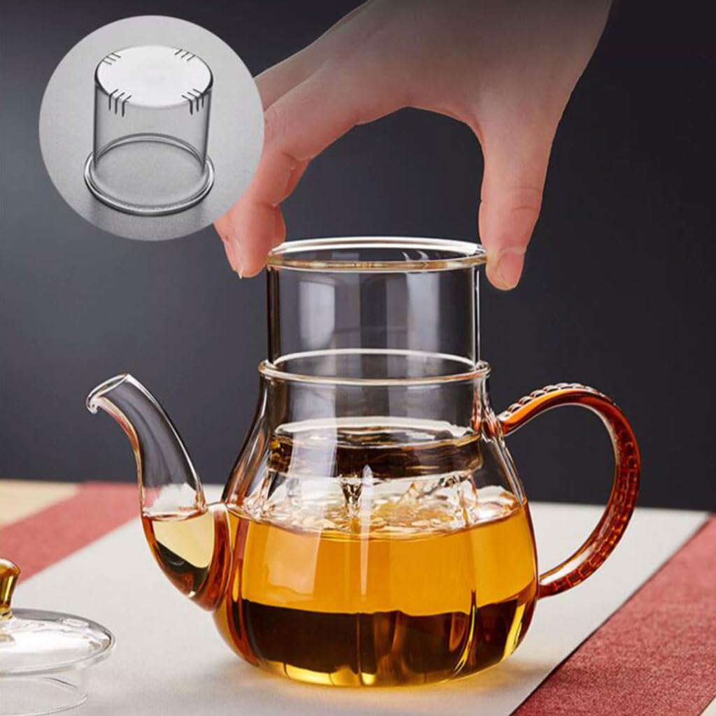 Großes Fassungsvermögen für zu Hause, Teekanne, Teeservice aus Glas, Teebereiter mit Einsatz, transparenter Fruchtteekessel, Wasserkanne, 500 ml