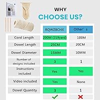 Vista 2 de RQWZBCHX DIY Macrame Wall Hanging Kits, 3 Patterns Macrame DIY Wall Hangers for Beginners, Home Decor with 200 Meters Macrame Cord, 3 PCS Wooden