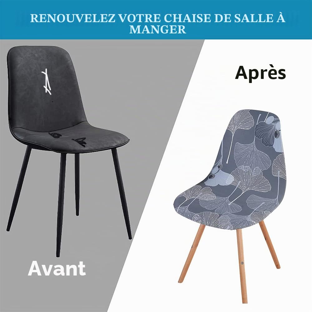 Housses de Chaise Salle à Manger scandinave Housses de Chaise Coque Housses de Chaise Extensibles scandinaves en Coquille 6 Pieces