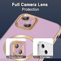 Vista 5 de QLTYPRI Funda magnética para iPhone 13 de 6.1 pulgadas, compatible con MagSafe, funda de silicona suave con borde chapado de lujo con protección