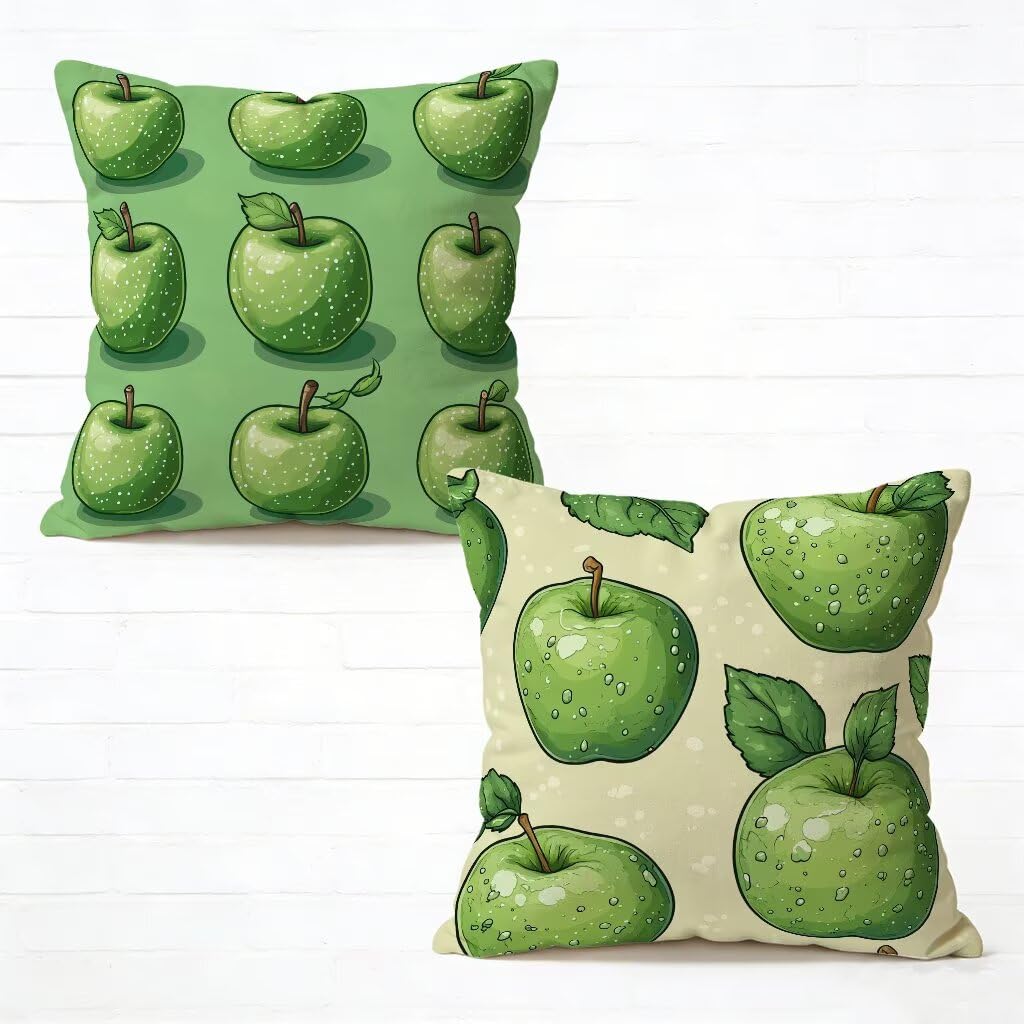 Poszewka na poduszkę 80 x 80 cm zestaw 2 zielony, poszewka na poduszkę 80 x 80 poduszek na sofę pościel pokrowce na poduszki z motywem owoców dwustronny nadruk HD na sofę łóżko samochód dekoracja domu