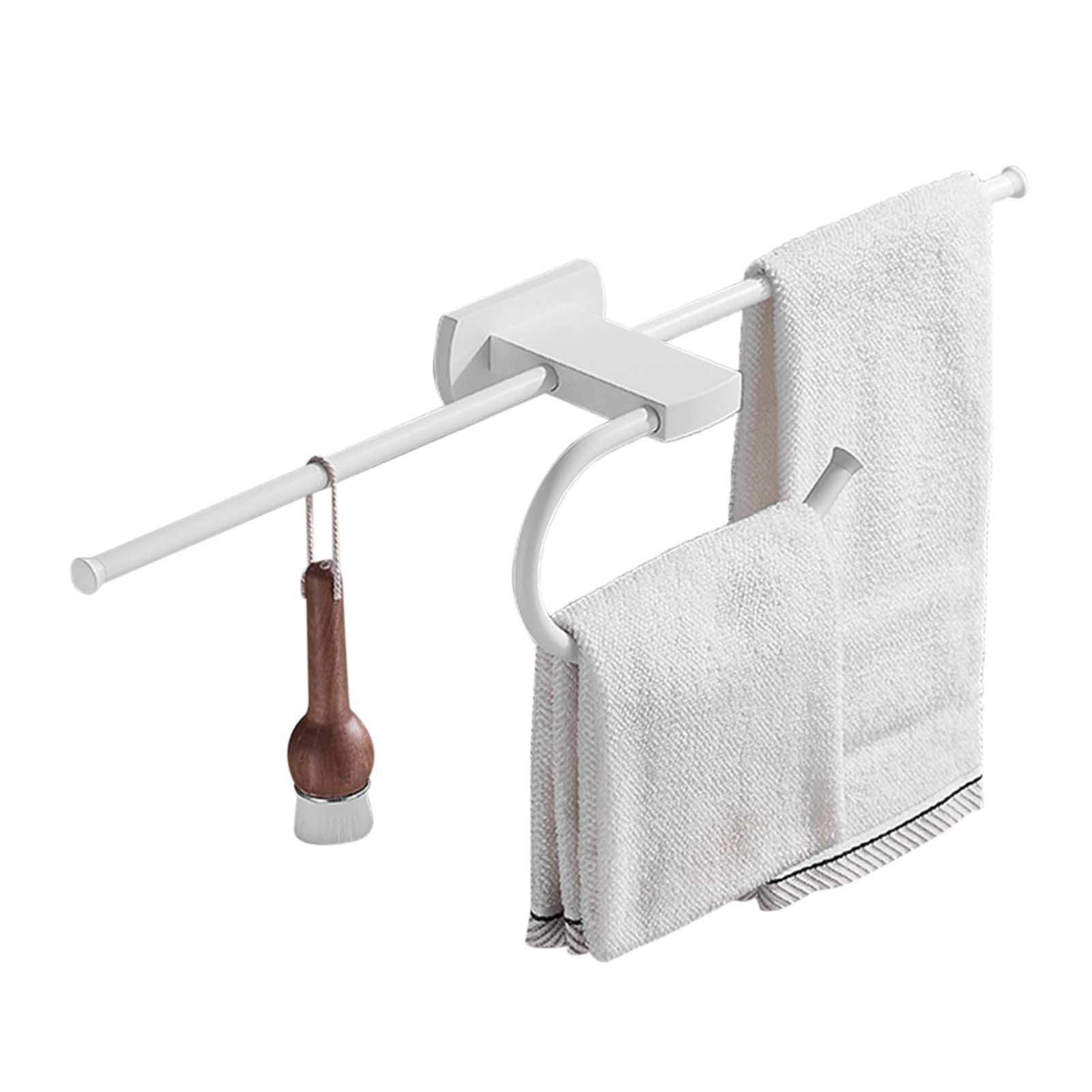 Estante para Toallas de baño, Soporte de Pared sin Taladro, riel Autoadhesivo de latón Inoxidable para Inodoro, Blanco A, 50 cm