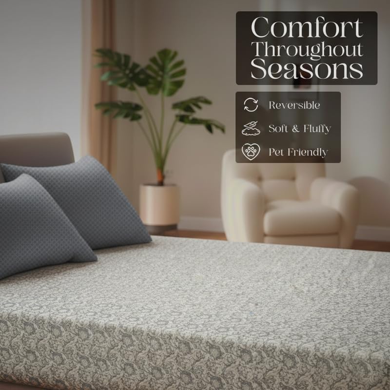 Image of Utopia Bedding Poly Cotton Floral Double Size Bedsheet Set with Bedsheet & 2 Pillow Covers, Ultra Soft Cotton(Grey) 228x245 CM