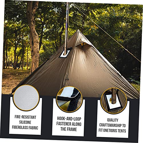 Flame-Retardant Tent Stove Jack Cover 9.05X7.87X0.19In Fiberglass Protection Ring Heat Resistant Stove Chimney Protector Camping Accessory - Image 2