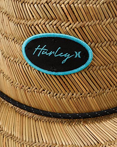 Hurley Women's Straw Hat - Capri Medium Brim Real Straw Lifeguard Sun Hat With Chin Strap, Size One Size, Light Aqua #TOP1