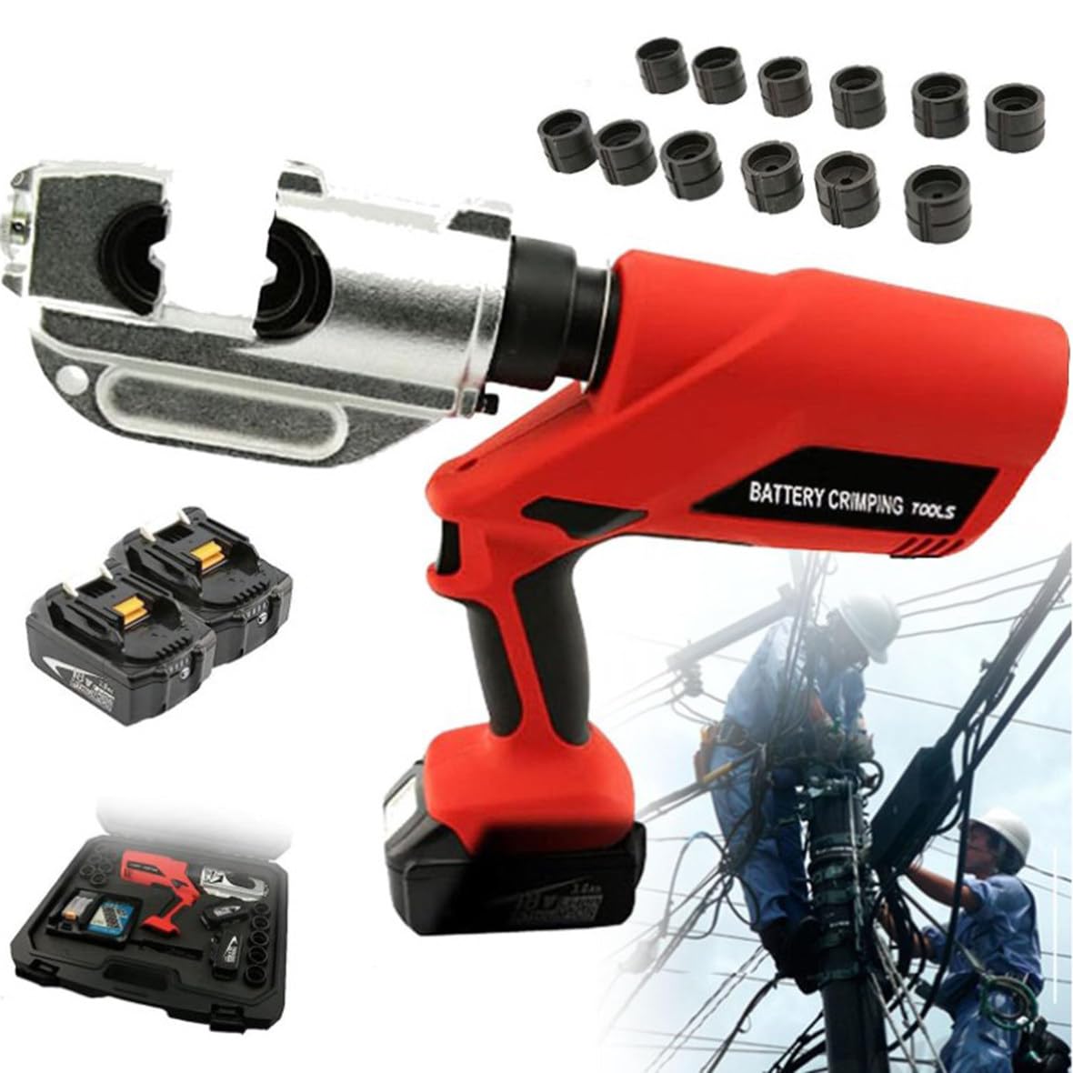 Pinza a crimpare idraulica Pinza a crimpare, Pinza a crimpare a Batteria, Pinza a crimpare elettrica, Ideale per collegare capicorda in Rame/Alluminio 16-400 mm²