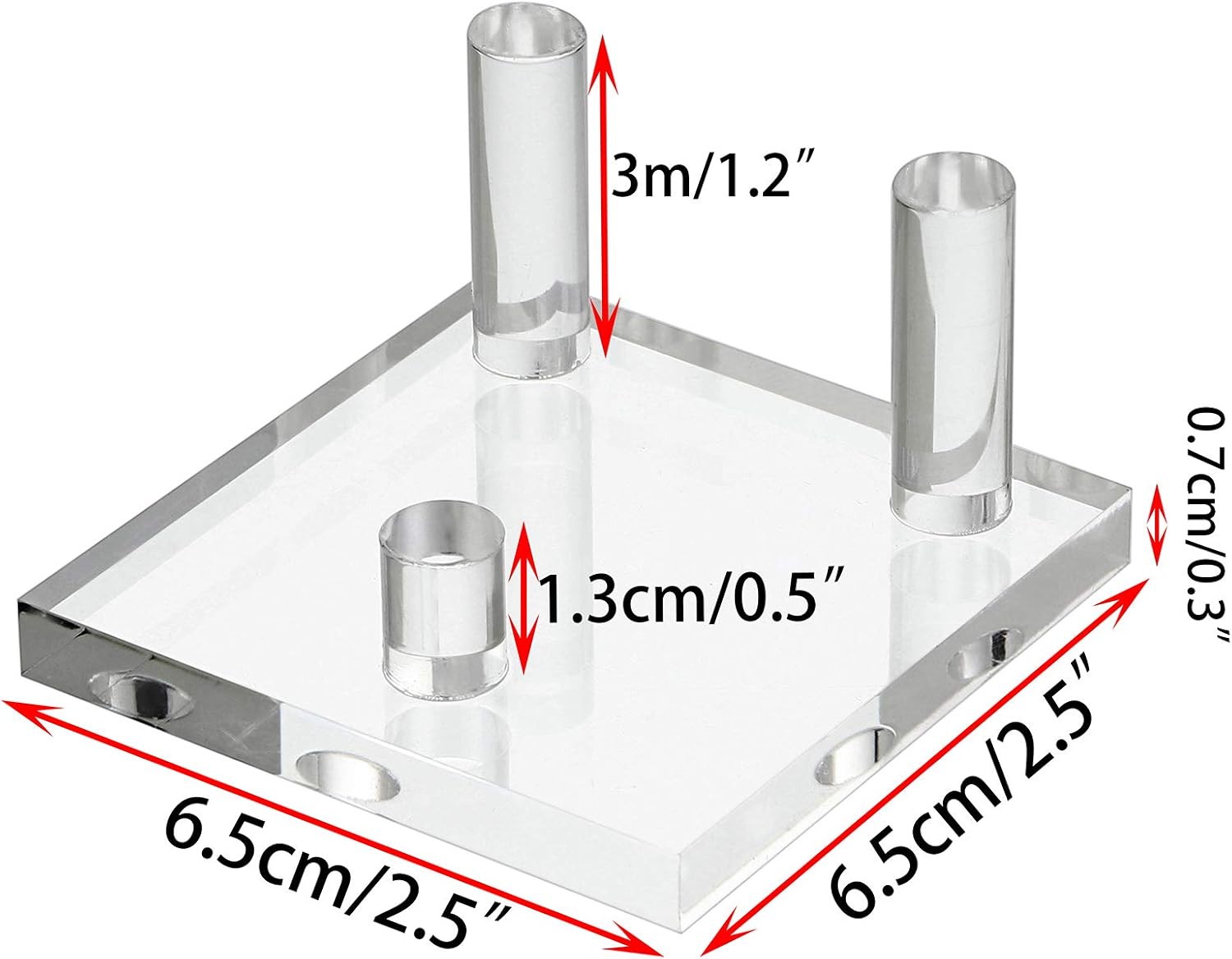 Hipiwe Clear Acrylic Display Stand - 4 Packs Three-Peg Rock Holder Easel