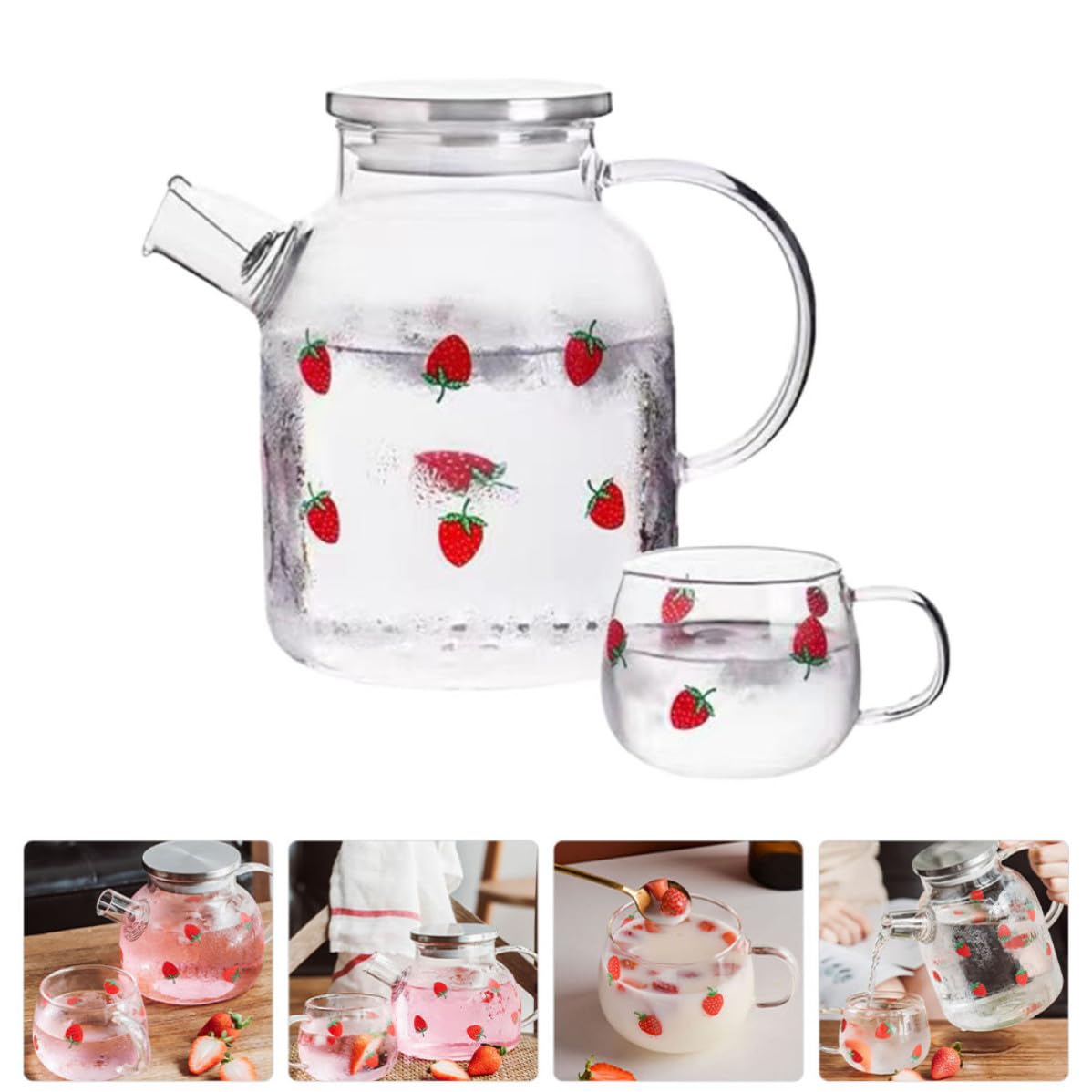 Jarra de Vidrio para Agua 1 Juego 1,6 L con Vertedor