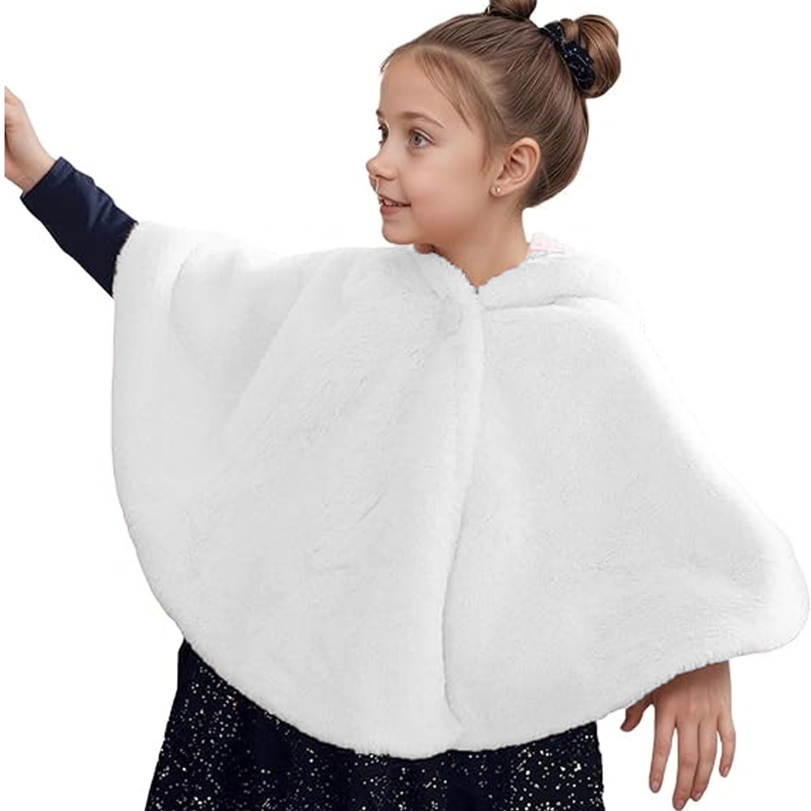 Mayoii Poncho Bambino Auto Inverno Mantello Cappotto Bambino Ragazza Ragazzo in Morbida Pelliccia di Coniglio, Coperta Calda per Seggiolino Auto, Mantello Bambino 0-3 Anni