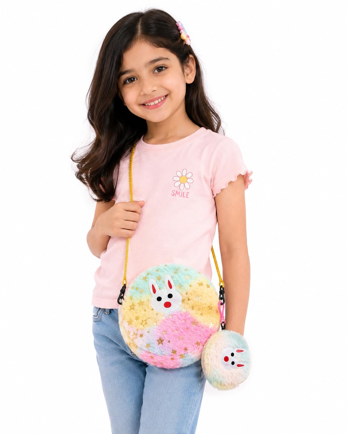 Trendy Combo of 2 Multicolor Cute Bunny Sling Bag and Mini Pouch, Stylish, for Girls and Kids-image-7