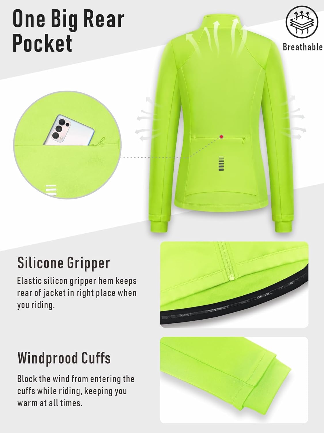 qualidyne Women's Thermal Cycling Jacket Windproof Fleece Lined Softshell Warm Winter Running & Outdoor Biking Coat - Image 2