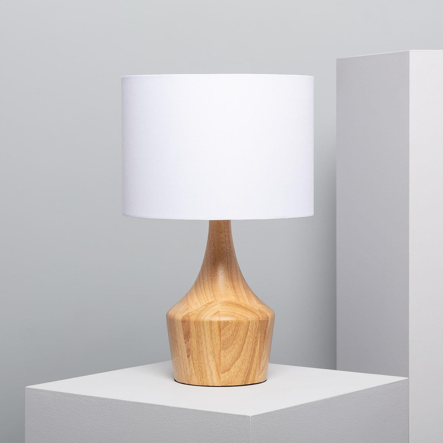 LEDKIA LIGHTING - Lámpara de Mesa de Madera Dabai | Diseño Nórdico Retro | Soporte Bombilla E27 40W | Para Salón, Dormitorio, Restaurante | 450 mm x 280 mm, Natural, Madera
