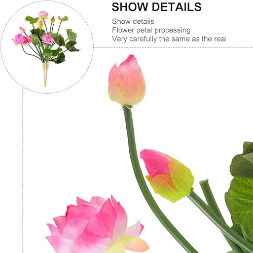 Miniatura 4 de Amosfun 2 piezas de flores de loto decorativas de seda rosas para el hogar, mini estambres para hacer plantas, flores artificiales para decoración