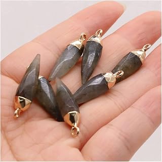 PHNOITPQ Colgante de Piedra Natural 2pcs ágatas Naturales Cuartos de Rosa de Piedra Colgante labradorita de Flash for Hacer Joyas Bricolaje Collar(Black Rutil Quartz)