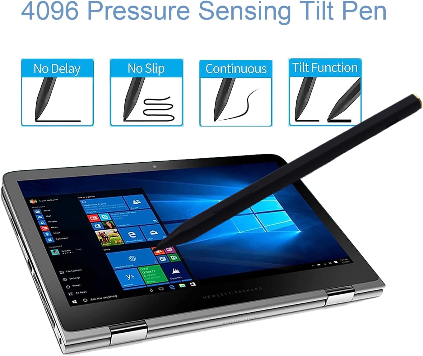 C581S Rechargeable MPP 2.0 Tilt Pen for HP Rechargeable MPP 2.0 Tilt Pen Compatible with HP Envy/Pavilion/Specter X360 with 4096 Pressure Sensitivity(Black)