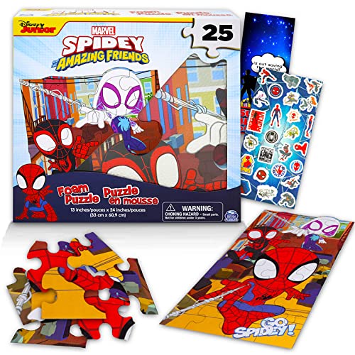 Spidey and his Amazing Friends Floor Puzzle for Toddlers - Spiderman 25 Piece Foam Puzzle Bundle with Spiderman Stickers and More for Boys and Girls (Spiderman Floor Puzzles for Kids) Spidey and his Amazing Friends Floor Puzzle for Toddlers - Spiderman 25 Piece Foam Puzzle Bundle with Spiderman Stickers and More for Boys and Girls (Spiderman Floor Puzzles for Kids)