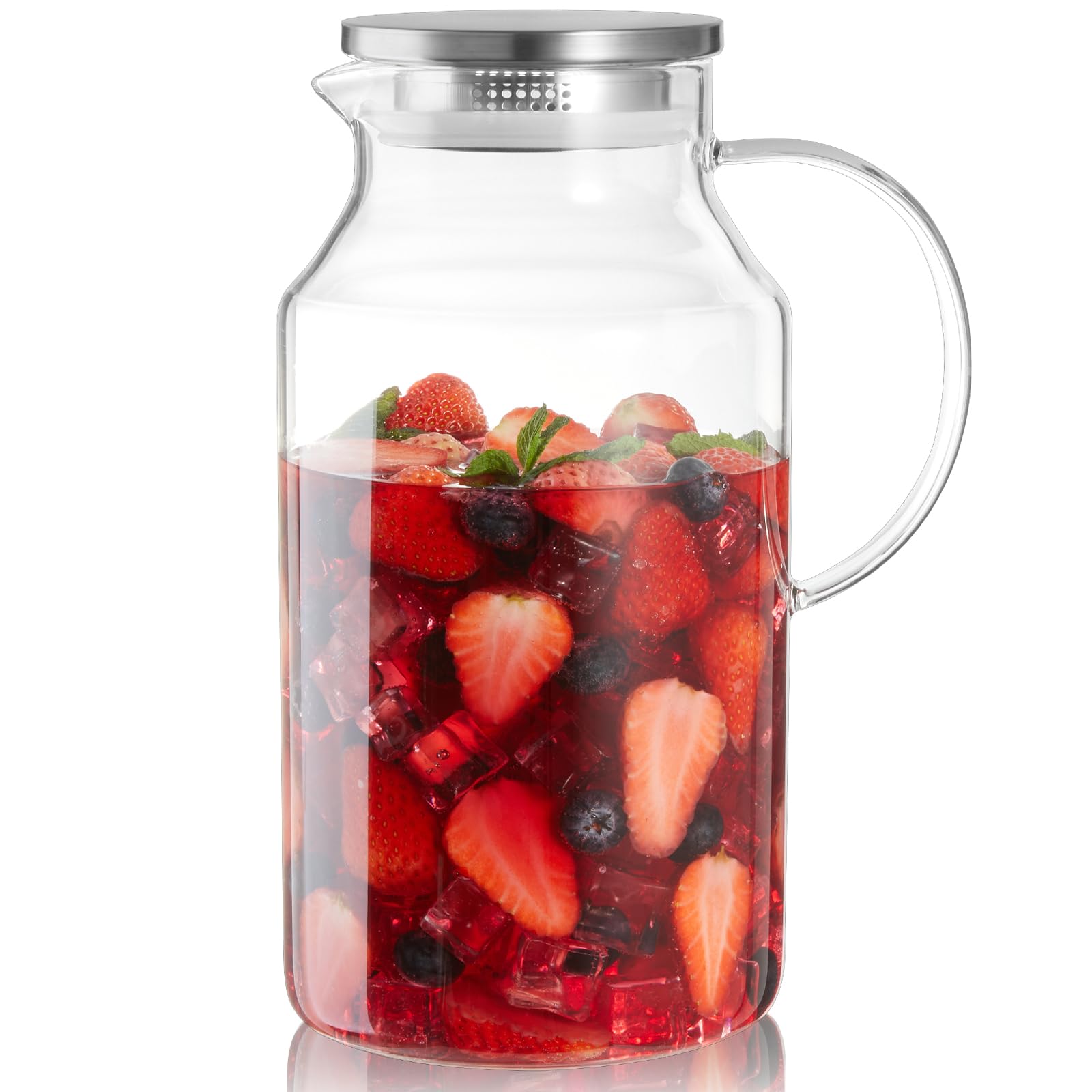 Jarra de vidrio de 1 galón con tapa y boquilla, jarra de agua de vidrio para refrigerador, jarra de vidrio para agua caliente/fría, jarra grande para té helado, café, jugo y bebidas caseras