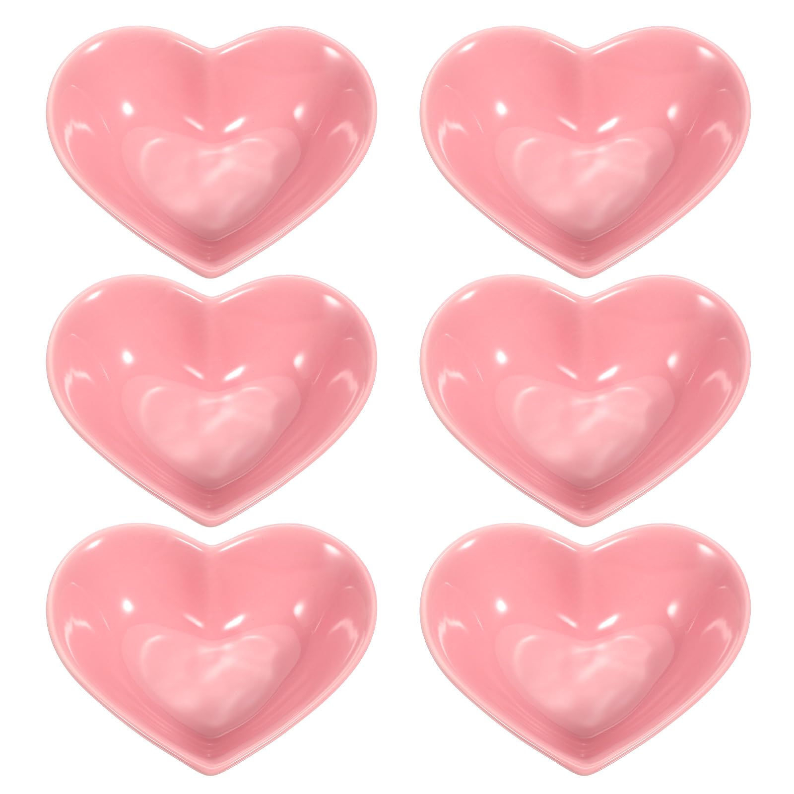QUARKZMAN Cuenco De Cerámica En Forma De Corazón Rosado, Juego De 6 Platos De Porcelana De 5 Pulgadas, Platos Pequeños Para Aperitivos Y Salsas Para Cocina Hogar Boda Fiesta Restaurante