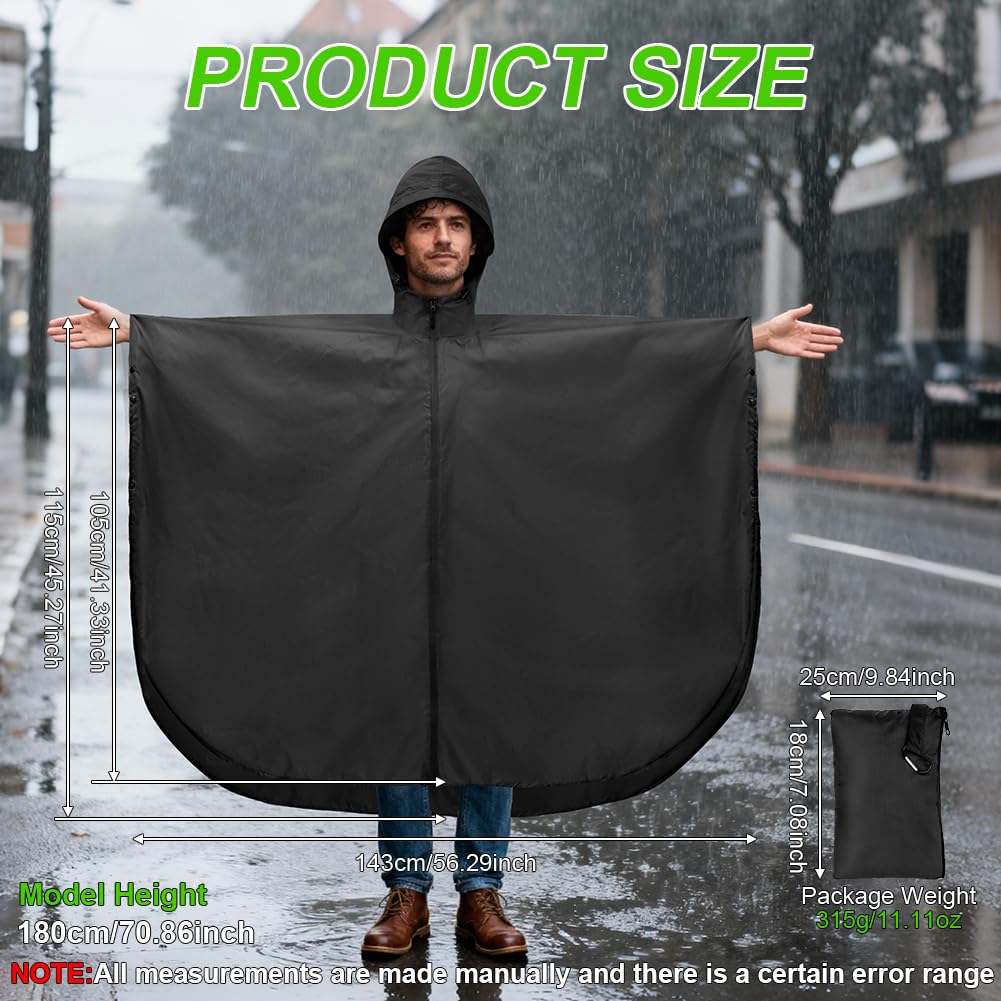 Vicloon Poncho de Lluvia Impermeable, 210T Chubasquero con Capucha para Mujer Hombres, 3 en 1 Multifuncional Chubasquero Transpirable Ultrafino, Toldo Manta, Estera de Camping, Talla grande con Bolsa