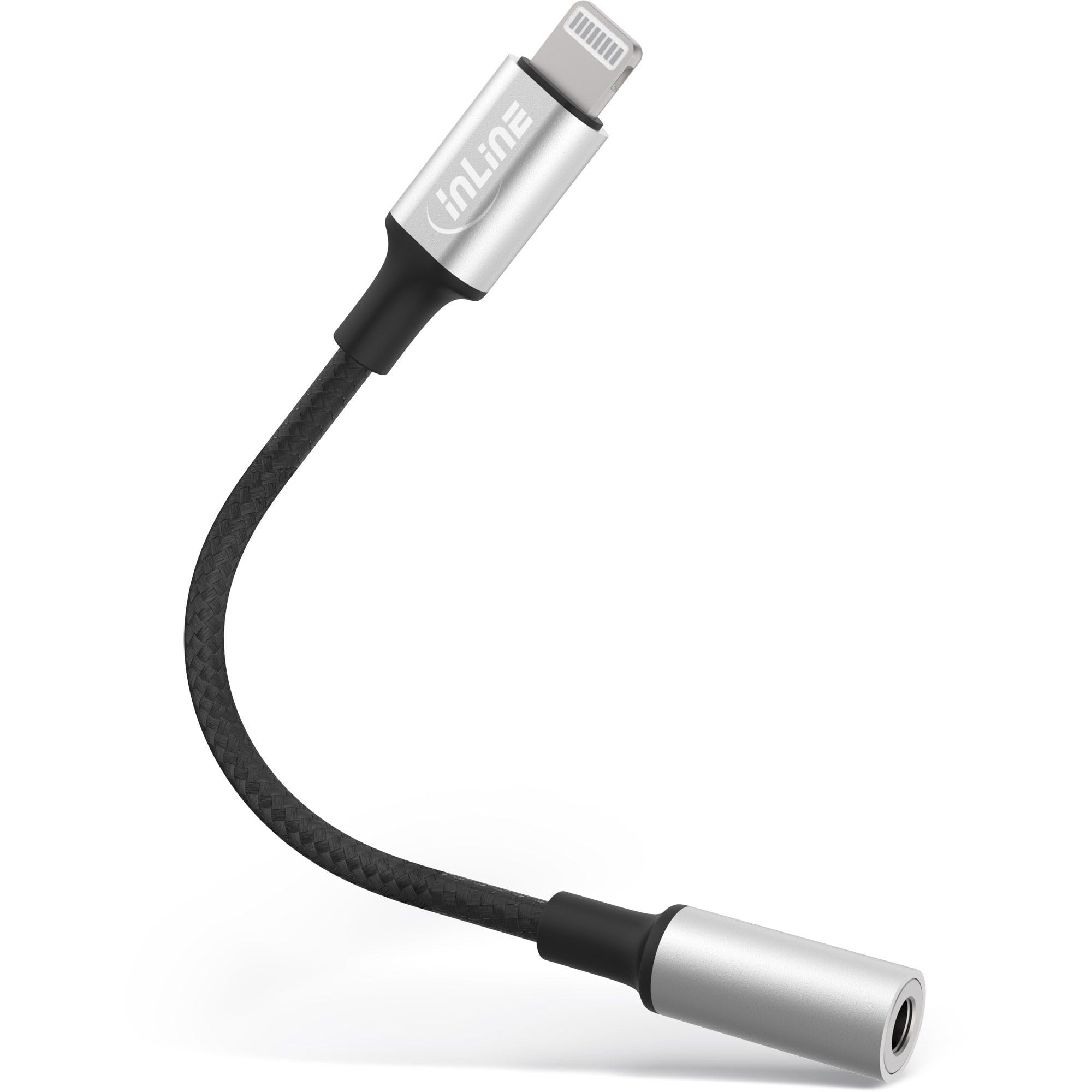 InLine 31440 Lightning adapter audio do iPada, iPhone'a, iPoda, srebrny/czarny, 0,1 m