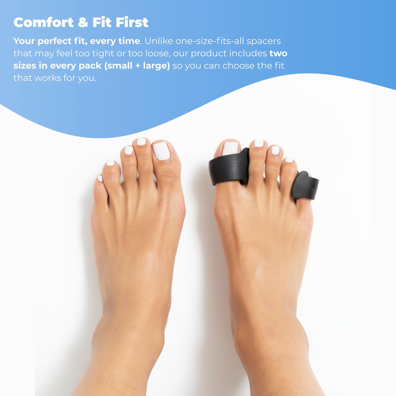 Spacer Mobility Single Toe Spacer for Bunion Relief and Plantar Fasciitis Support, Soft Gel Toe Separators for Alignment, Foot Tension and In-Shoe Comfort | 4 pieces