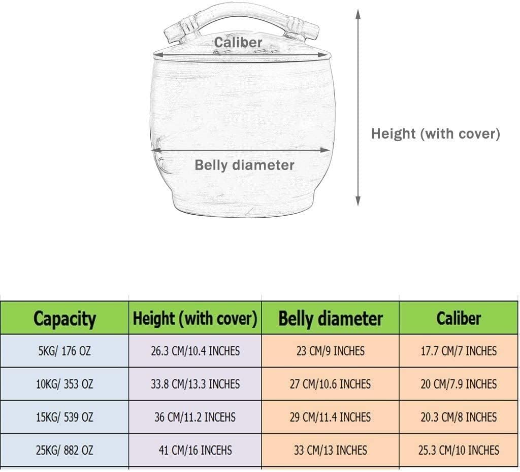 Food Storage Containe Rice Storage Containe Ceramic Rice Bucket with Handle Kitchen Cereal Airtight Jar with Lid Retro Classic Large Capacity Dry Food Container (Size : 15KG) (25KG)