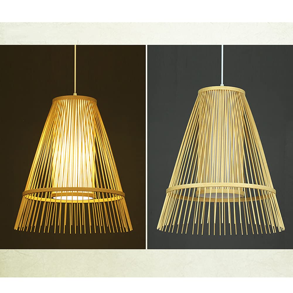 OnlyZoo Lámpara colgante E27 de estilo japonés, lámpara colgante moderna y sencilla, lámpara colgante de bambú, lámpara colgante retro para sala de estar, tatami, restaurante, cafetería, casa de té,