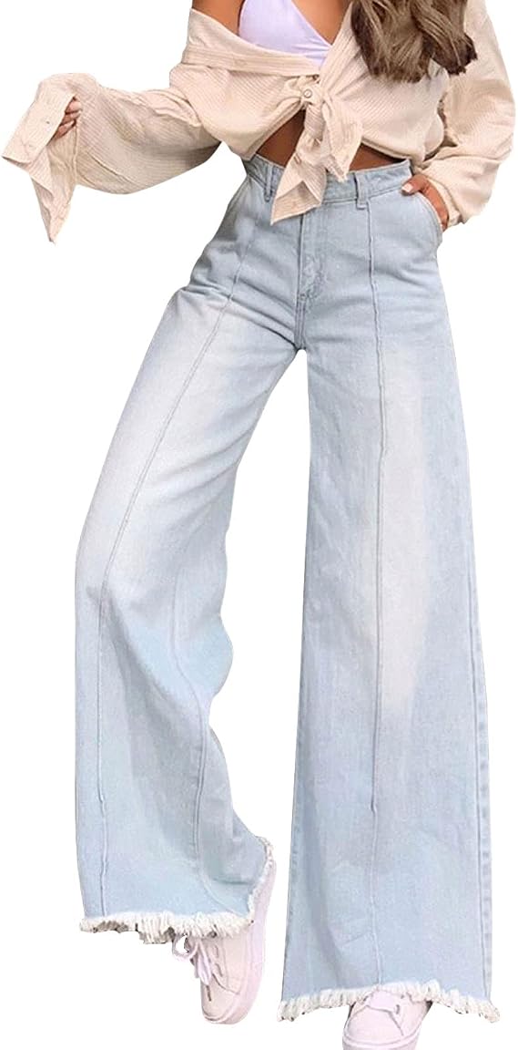 Women Casual High-Waist Wide-Leg 