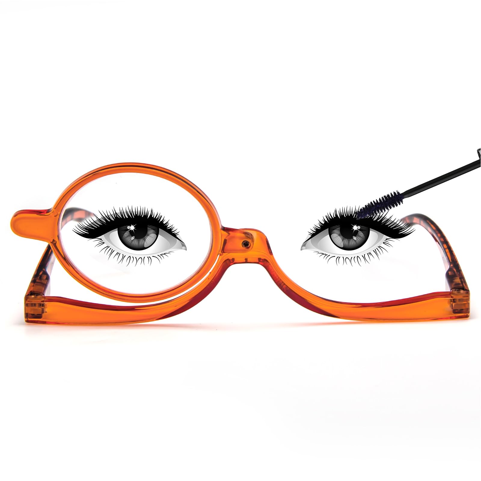 MMOWW Gafas de Presbicia para Maquillaje para Mujer, Rotación Anteojos De Aumento, Lectura Plegable Gafas (Naranja, 2.0)