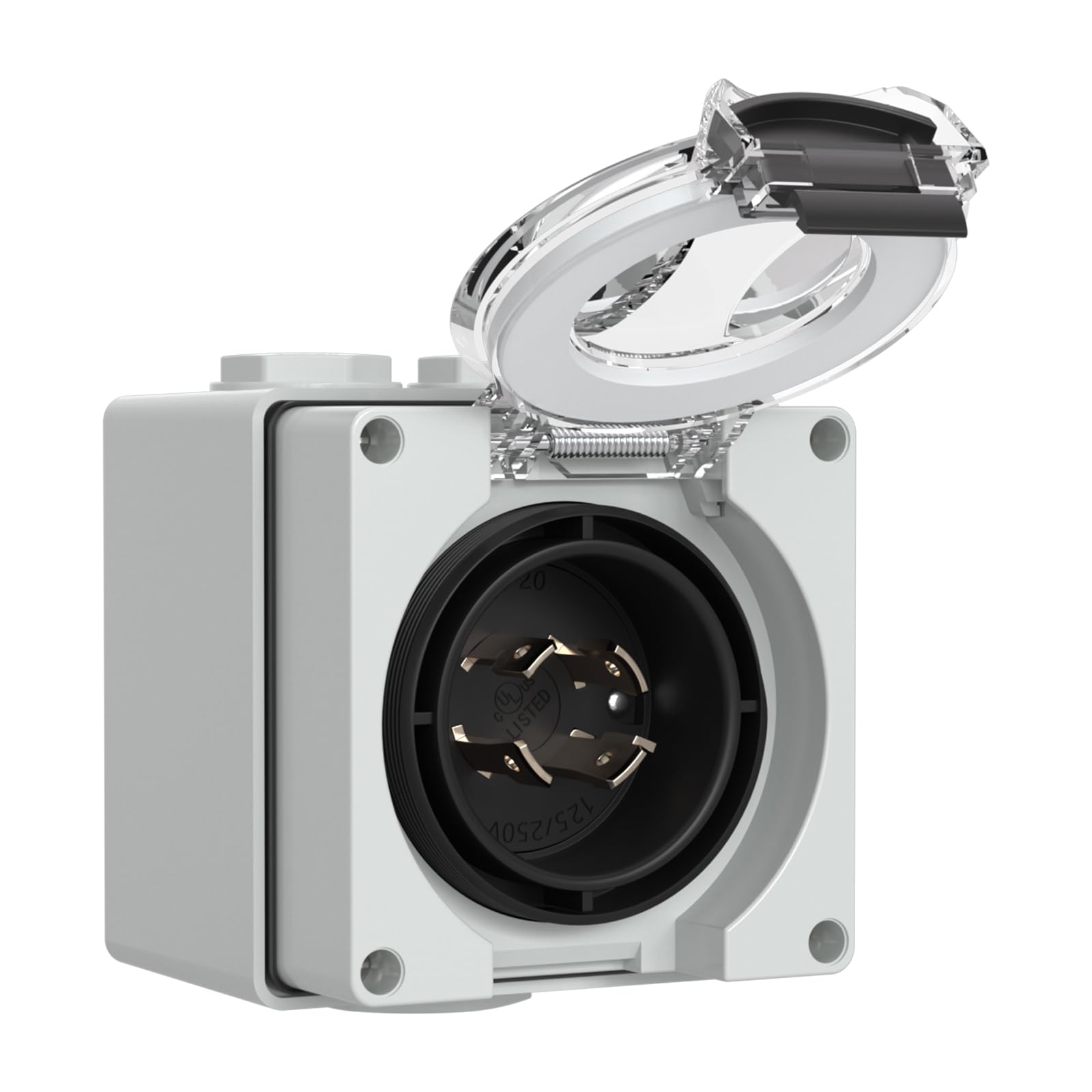 20Amp Generator Power Inlet Box, NEMA L14-20P Box 125/250 Volt Male Plug Outdoor dustproof and Weatherproof for Generators, Welding Machines,etc.ETL Listed.