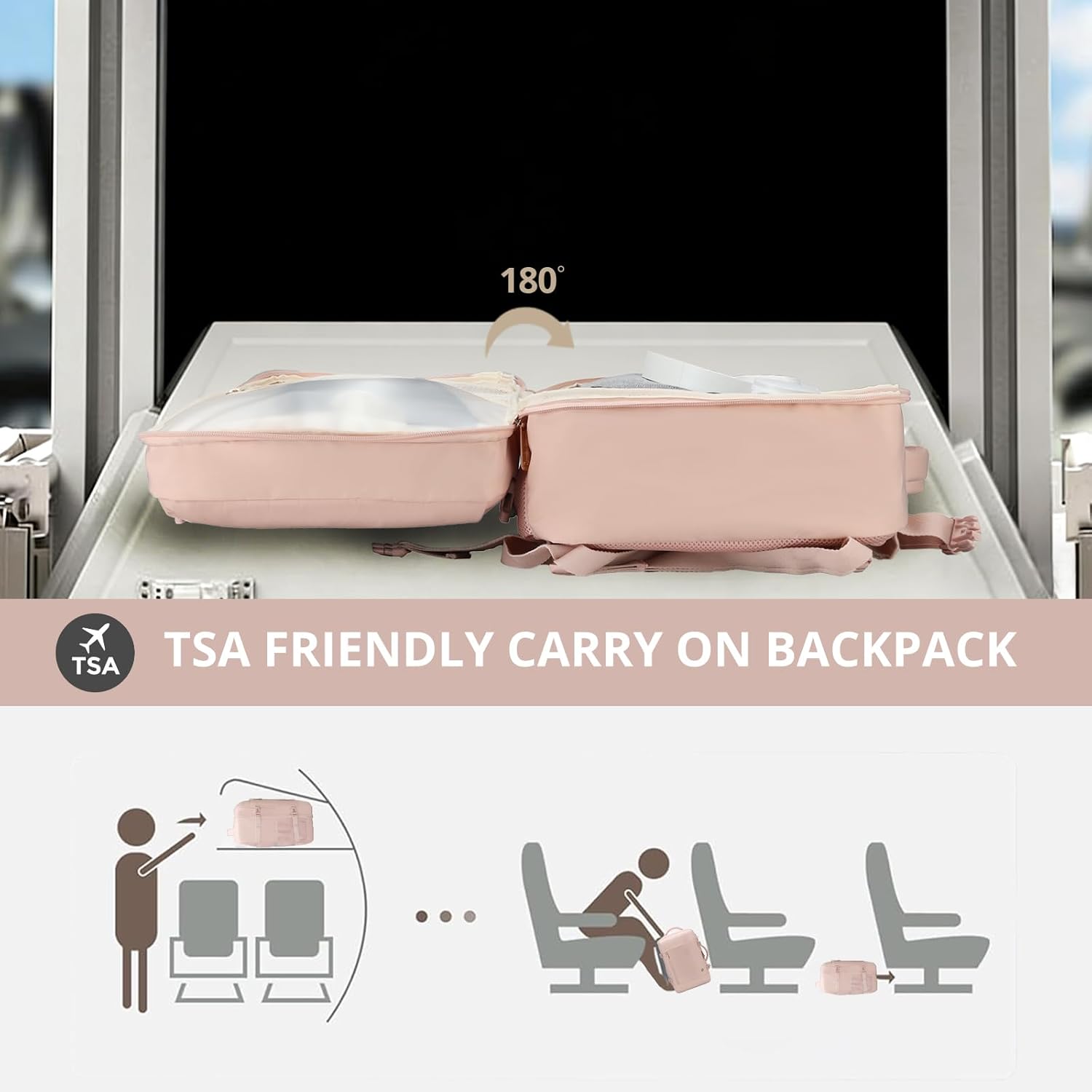 Swissdigital Design Travel Laptop Backpack for Women, 36L Carry On Backpack with USB Charging Port, RFID Protection & Wet-Dry Separation, TSA Friendly Fits 16 Inch Laptop, Pink | SD1749-81