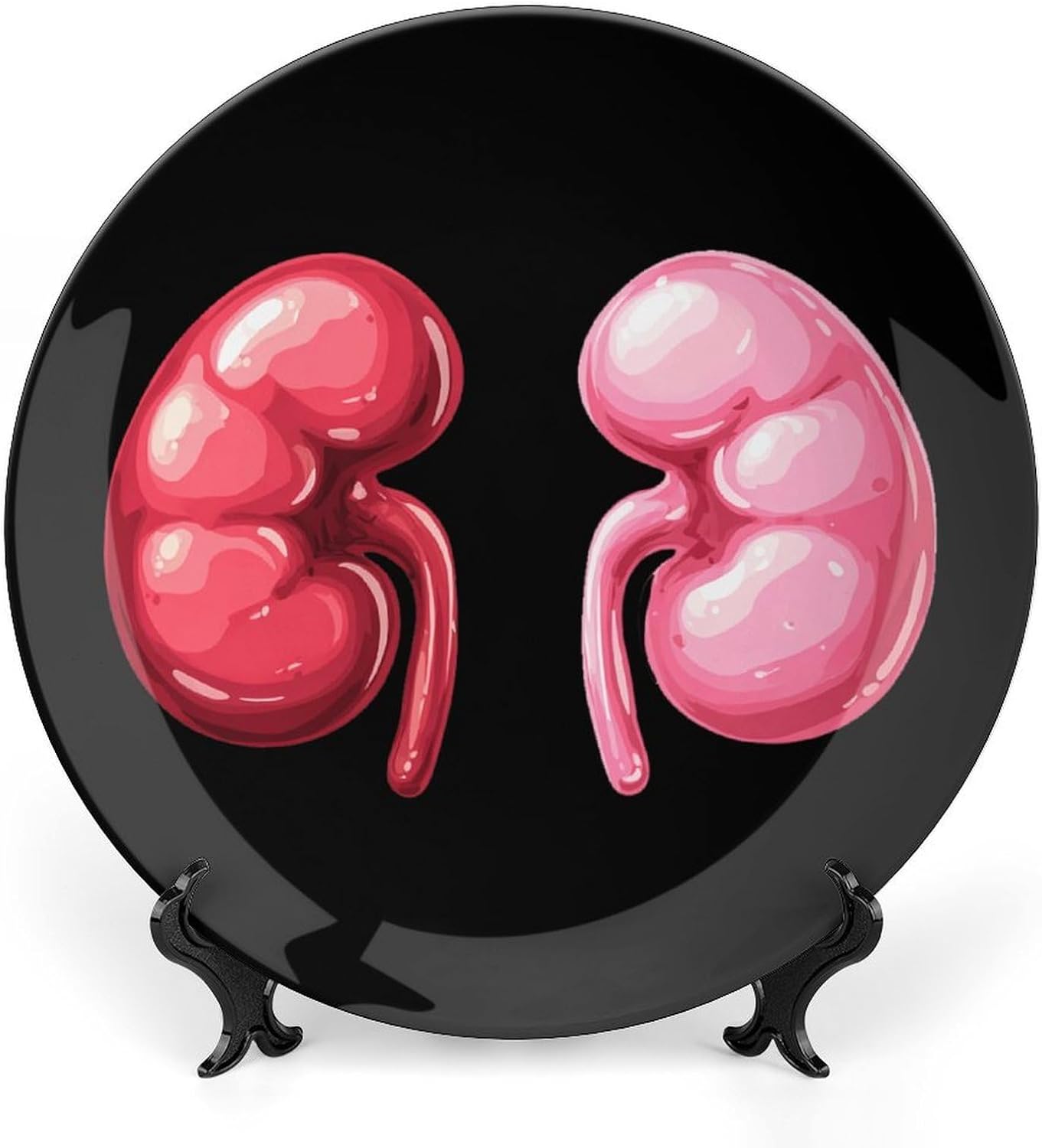 Two Kidney Decorative Plates for Display Ceramic Plate Tray with Stand Hanger Home Decor