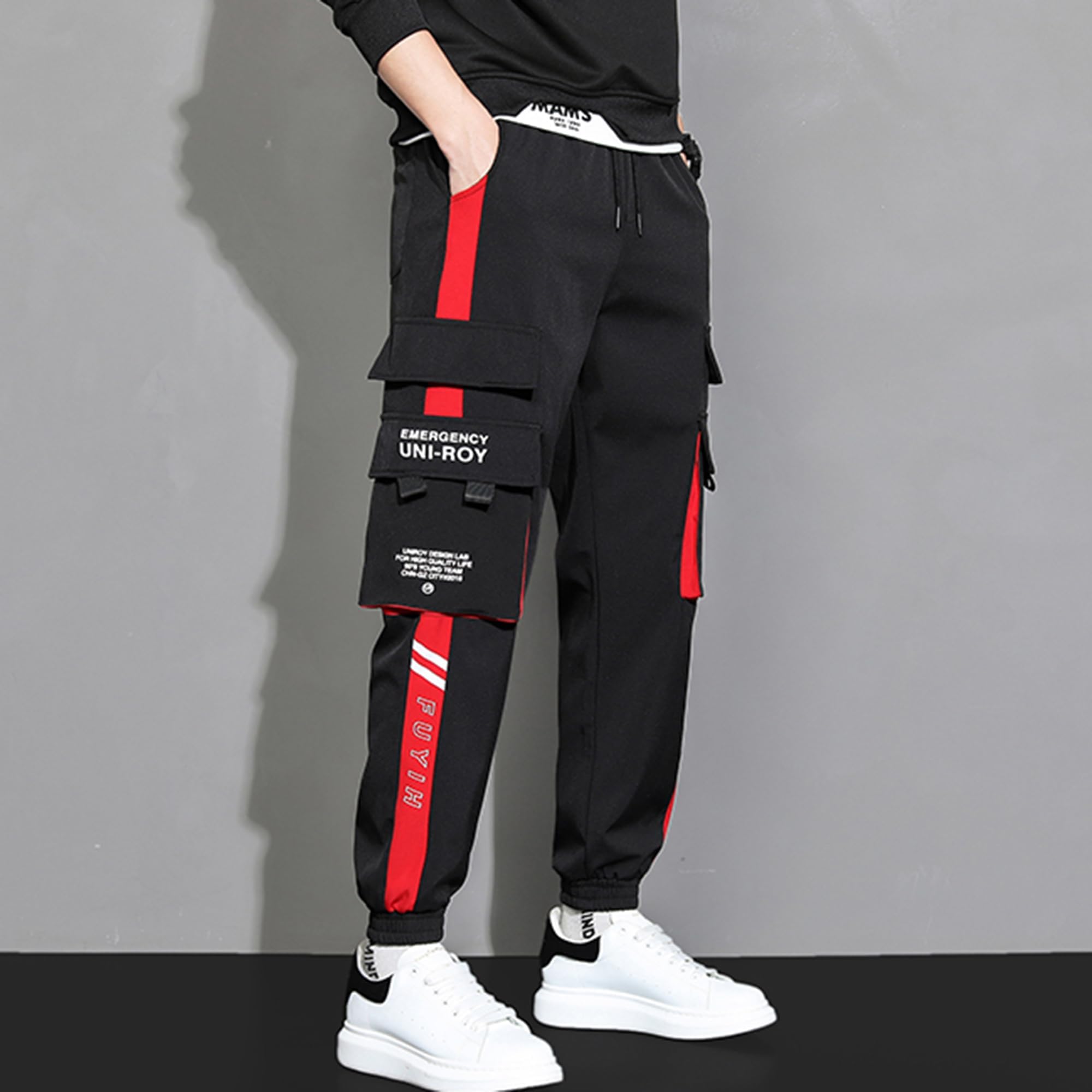 XYXIONGMAO Pantaloni sportivi casual da uomo Streetwear Pantaloni sportivi larghi Casual Techwear Hip Hop Pantaloni della tuta neri Pantaloni cargo da uomo