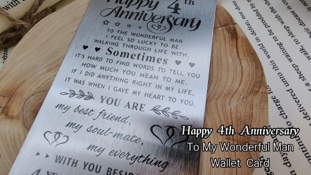 4th Wedding Anniversary Wallet Card - Engraved Metal Card Gift For Husband, Boyfriend, Or Wife - View #2